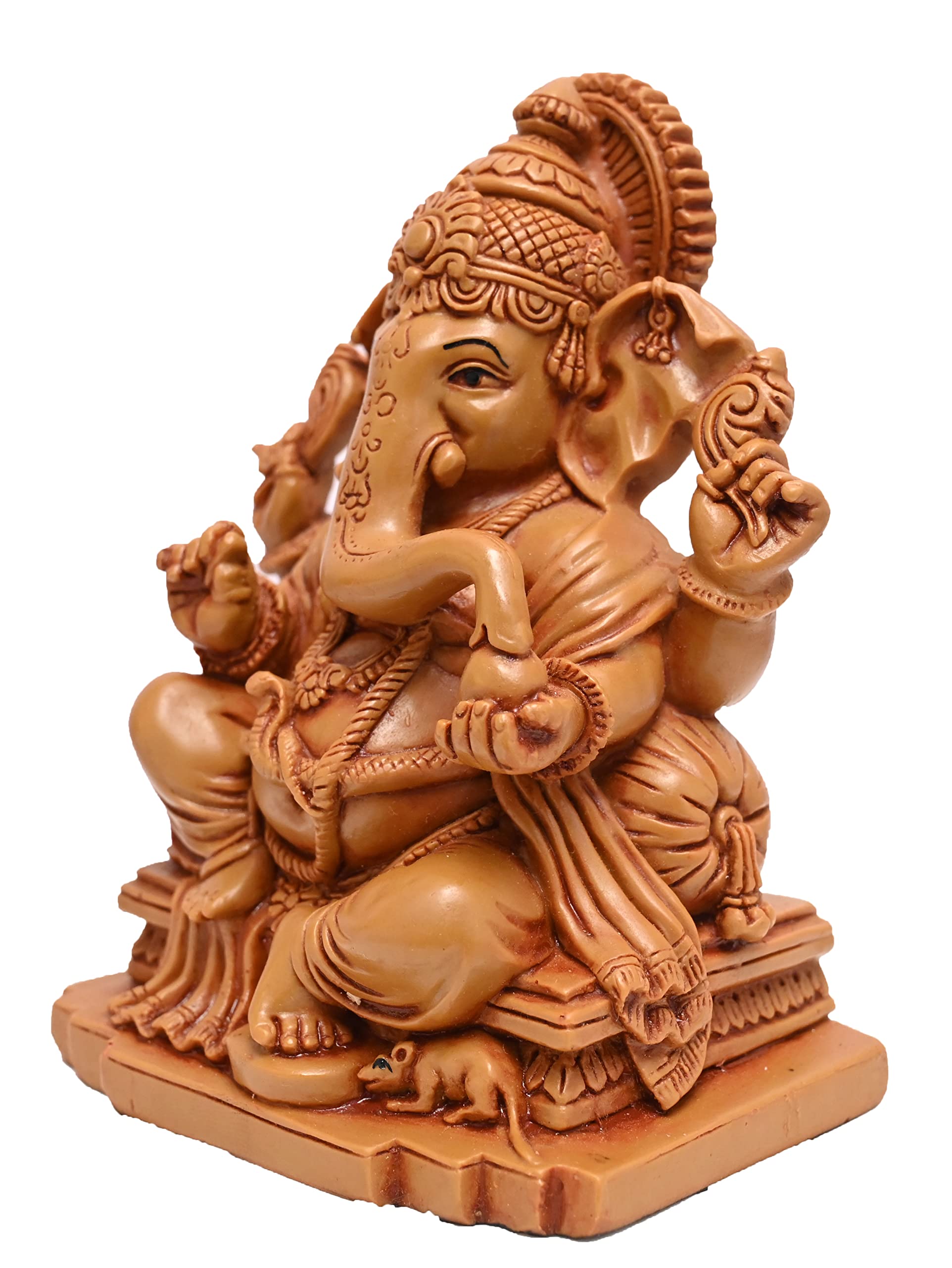 KariGhar Ganesh Ji/Ganpati Bappa 5.5 Inches Idol Perfect For Home/Puja Ghar/Decoration & Gifting (7 X 10 X 14 Cm) D0067, Brown